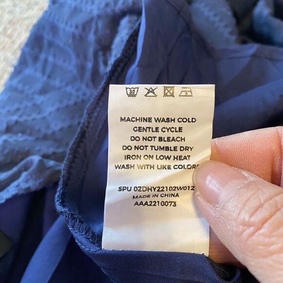 Bloom Chic Wrap Midi Dress Women 18-20 Blue Sheer Texture Ruffle Party Formal - Picture 9 of 9